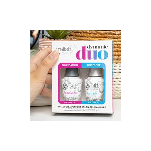 Gelish Dynamic Duo - Foundation Base & Top It Off Sealer Gel Set, Long-lasting, High-Shine Finish for Gel Manicures, Cures Fast in LED/UV Light, No Chips, Soak-Off, 15mL Each.