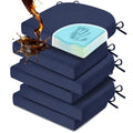 Blue Memory Foam Chair Cushions 17x16 Inches Pack of 6 - Waterproof & Washable