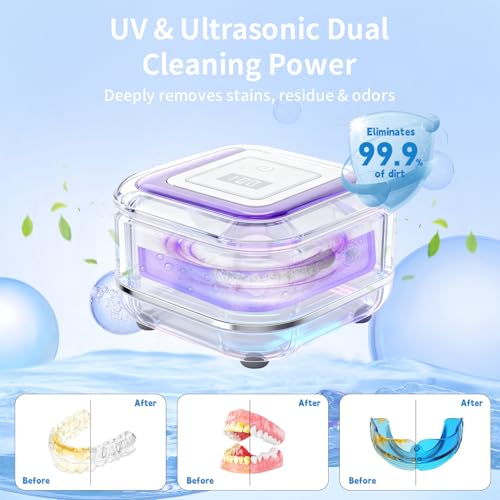 Ultrasonic Retainer & Denture Cleaner 42kHz Portable Dental & Jewelry Cleaning Device