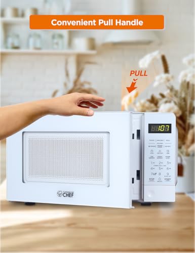 Countertop Microwave Oven 0.7 Cu Ft White, 700W Digital Control & Safety Lock