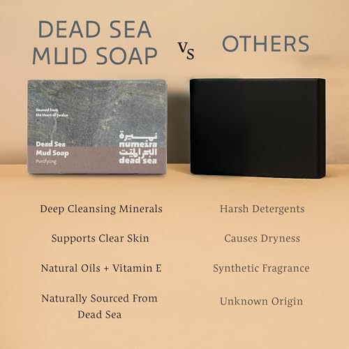 Dead Sea Mud Soap - Purifying Mineral-Rich Face & Body Bar - Natural Bar Soap with Olive Oil, Sweet Almond Oil, Vitamin E, and Dead Sea Mud Harvested from Jordan
