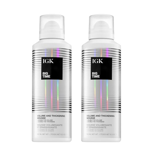 IGK Big Time Volume Mousse 2-Pack – Lightweight Hair Mousse for Maximum Volume