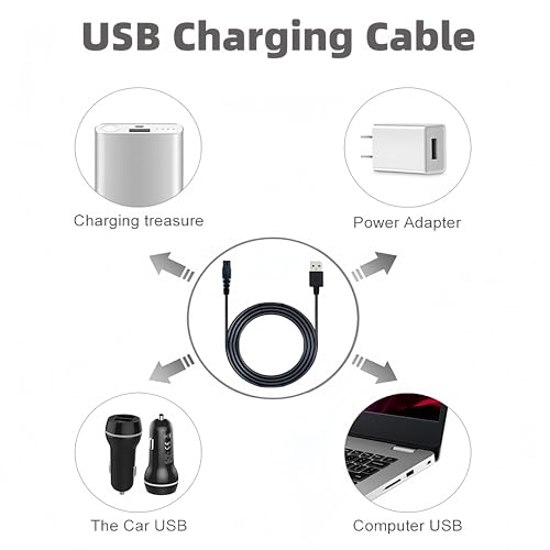 Qjin 5V Charger Cable for Philips Norelco Shaver i9000 Prestige Ultra 2400 3600 3900, USB Charging Cord for OneBlade QP1324 QP2834 QP2724 QP4530 & Body Groomer BG5490 BG7490, 2 Pack