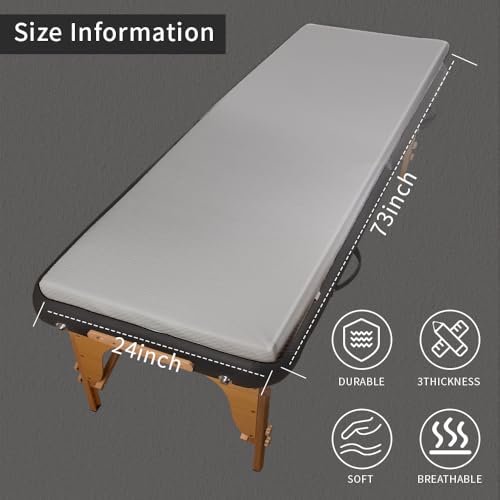 Memory Foam Massage Table Topper 73x24x2 Inch with Removable Cover Non-Slip Support Cushion for Beauty & Massage