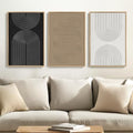 16x24 Inch Abstract Wall Art Set - 3 Piece Framed Canvas Prints, Modern Minimalist Home Decor - Boundless Lines Variation