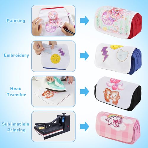 Sublimation Printable Blanks Cosmetic Bags Pencil Case Multipurpose DIY Heat Transfer Makeup Bags Organizer Bag Toiletry Pouch with Removable Flap for Sublimation