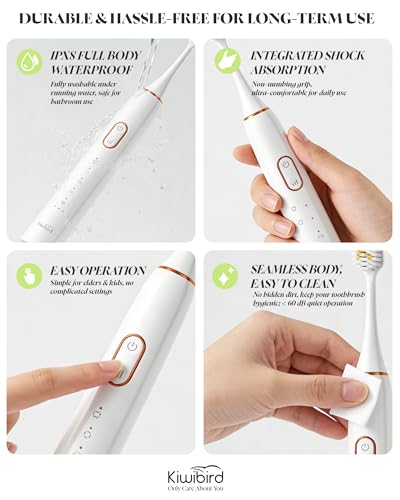 Electric Toothbrush with 1.5X Wider Brush Head, 5 Modes & 300-Day Battery - White