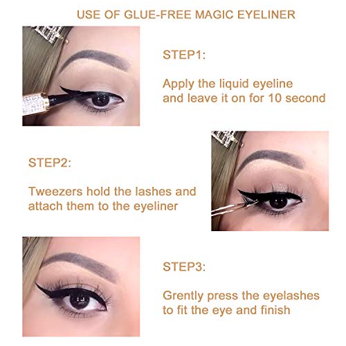 Liquid Eyeliner Pen Waterproof, Magic Self-adhesive Long-Lasting Eyelash Glue Pen, Magnetic Eyeliner, No Blooming Quick Drying Magnetic Eye Liner (Gold Black 1 PCS)