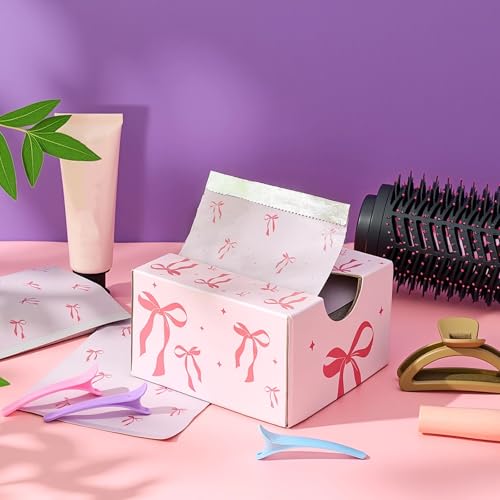 Pink Bow Hair Foils for Highlighting - 500 Sheets, 5 x 10.75 in, Salon Use - AmazingSpark Variation