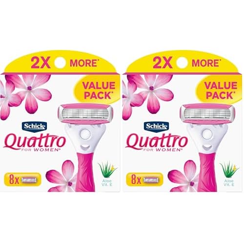 Schick Quattro Womens Razor for Shaving Refllls,Razors for Women Value Pack,Ladies Razors-for Legs -,(Pack of 16)