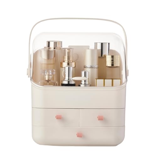 Large Makeup Organizer w Drawers Beauty Organizer Makeup Box Holder Vanity Organization Desk Countertop MakeUp Organizers Bathroom Counter Organizer Skincare Cosmetic Case Stand Dustproof Lid Gift