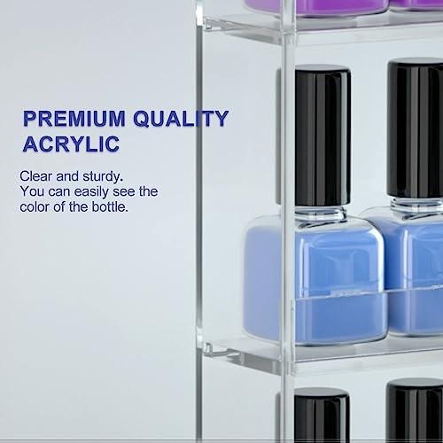 FEMELI 20 * 24 Inch Nail Polish Wall Racks 1 Pack, Hold Up to 120 Bottles,Clear Acrylic Nail Polish Shelf Organizer Wall Mounted 6 Rows (1)