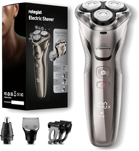 Cordless Electric Razor for Men 3-in-1 Shaver Waterproof Trimmer - Silver