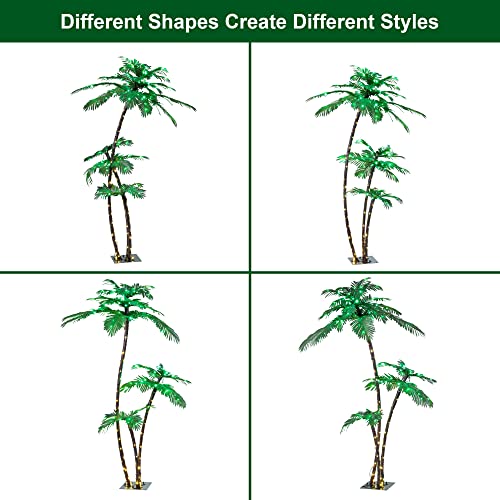 LIGHTSHARE 6FT Solar Lighted Artificial Palm Tree with 3 Trunks & 203LED for Indoor & Outdoor Decoration