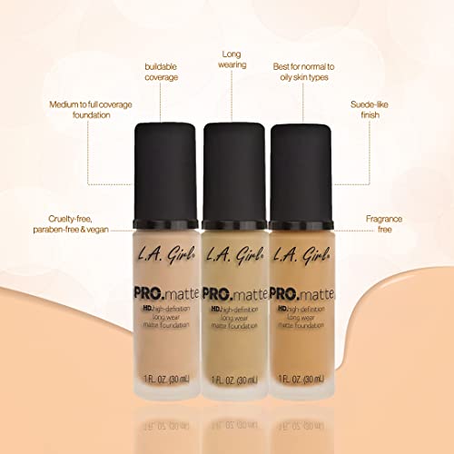 L.A. Girl Pro Matte Foundation, Beige, One Size