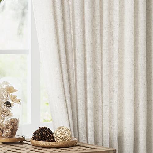 Vision Home Natural Linen Pinch Pleated Semi-Sheer Curtains - 60W x 108L, Pack of 1