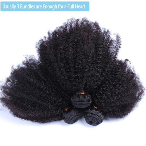 Afro Kinky Curly Hair Bundles 12 14 16 Inch - Natural Color, 3 Bundles with Cap & Eyelashes - Variation of Afro Kinky Curly Bundles 1B/12/14/16 Inch