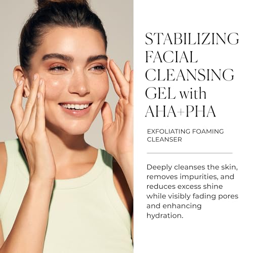 Facial Cleansing Gel with AHA + PHA - Balancing & Exfoliating, 7 Fl Oz - White