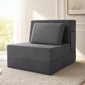 Grey Foldable Floor Sofa Bed with Pillow - Convertible Sleeper Chair for Living Room - Single