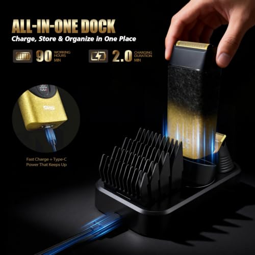 DSP 3-in-1 Cordless Foil Shaver for Men - Gold, 3-Speed Bald Head Trimmer