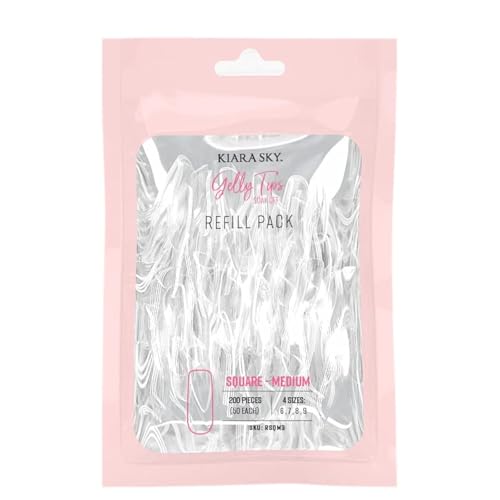 Kiara Sky Gelly Tip Soak Off Nails Refill Packs - Square Shape (Medium Length) (Sizes 6, 7, 8, 9)