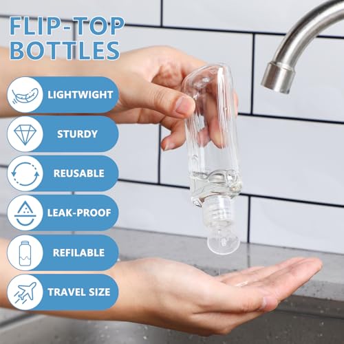 Domensi 36 Pcs 3.4 oz Travel Bottles Bulk Plastic Squeeze Lotion Bottles with Flip Cap Small Portable Travel Leak Proof Refillable Empty Cosmetic Container for Toiletries Liquid Shampoo(Clear)