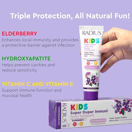 Kids Immunity Boost Toothpaste Bubble Berry Mint Pack of 3 - 2.5 Oz