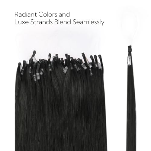 Micro Link Hair Extensions Human Hair 16 Inch Natural Black #1B 50g - Hotbanana Variation of #1B Natural Black / 16-50g-50s