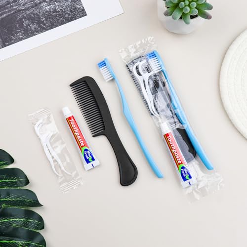 Disposable Toothbrush Set with Toothpaste Floss Comb - Bulk Travel Kit for Hotels & Homeless