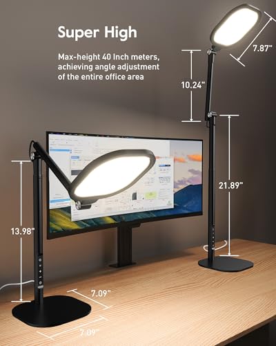 Tall LED Desk Lamp with 50 Light Modes - Eye-Care Edge-Lit Home Office Light - Black 1Pack