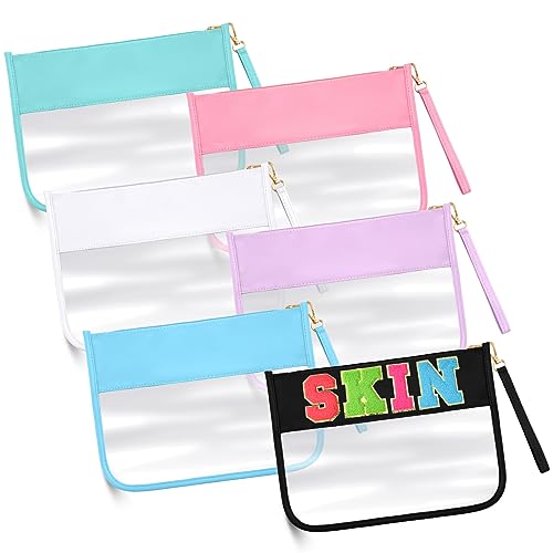 Paterr 6 Pack Clear Flat Makeup Bag Pouch - Waterproof PVC Multicolor