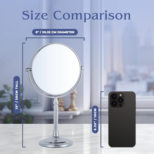 Mirrorvana Large Double Sided 10X/1X Makeup Mirror - Chrome, 15x8 Inch