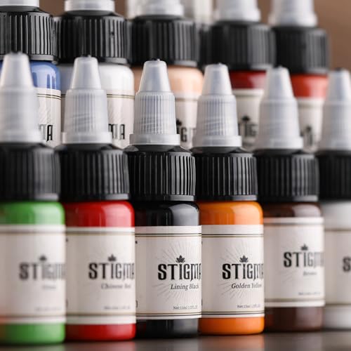 STIGMA Classical 14-Piece Tattoo Ink Color Set 15ml - Hypoallergenic Pigments