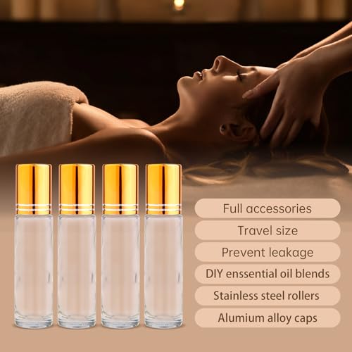 100 Pack 10ml Clear Glass Roller Bottles with Stainless Steel Balls for Essential Oils & Perfume - Variation of THIS listing