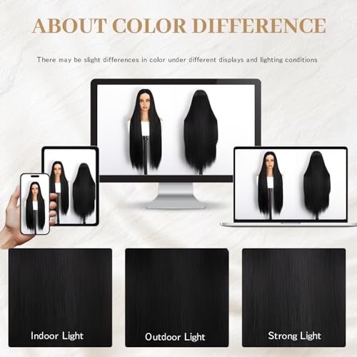 Ginger Orange Long Straight Wig 28 Inch for Women, Heat Resistant Synthetic Hair, Middle Part, Natural Look — Ellieryan