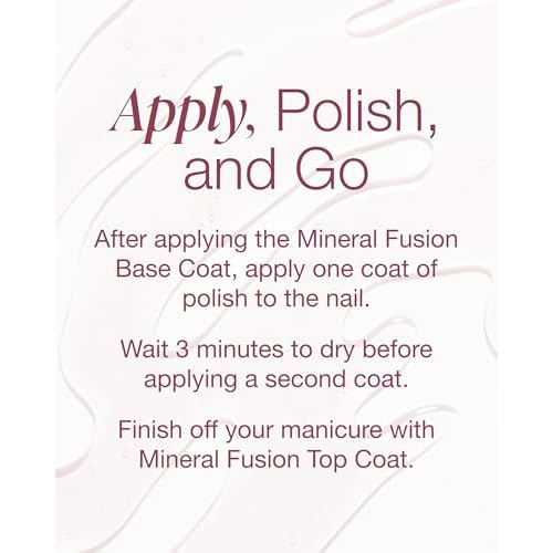 Mineral Fusion Base Coat Nail Treatment - Extend the Length of Manicures - Protect Against Chipping, Peeling Nail Polish - Long Lasting, Nail Strengthener - Vegan, No Harsh Ingredients - 0.33 Fl Oz