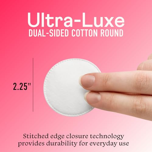 Swisspers Ultra Luxe Strong Cotton Rounds - 100 Count Pack of 6, Dual-Sided, Biodegradable, Self-Care & Makeup Remover