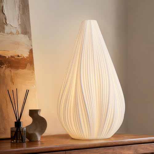 RONDURE Flora Ceramic Table Lamp - Handcrafted Modern Bedside & Living Room Light