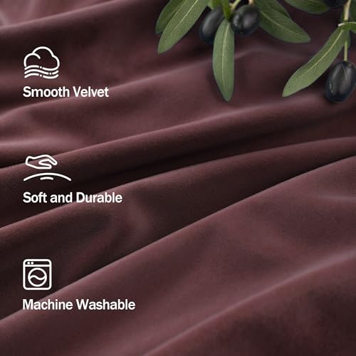 Pitalk Ruby Wine Velvet Curtains 52 x 96 Inches, Pack of 2, Light Blocking & Energy Efficient Bedroom Drapes