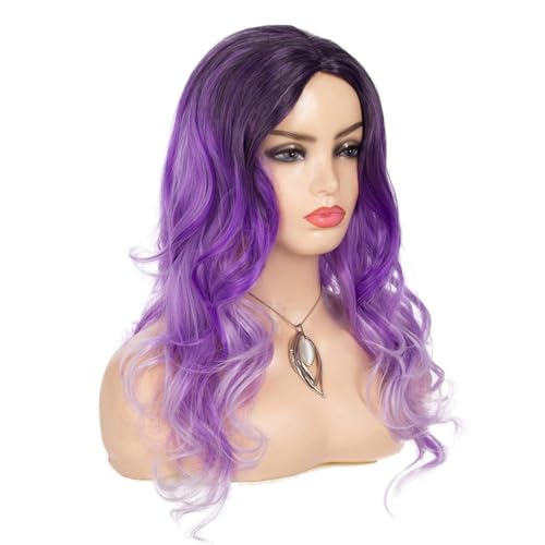 Long Curly Wavy Ombre Purple Wig for Women - Synthetic Cosplay & Party Hair - Variation Purple