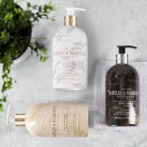 Baylis & Harding Dark Amber & Fig Hand Soap with Dispenser 16.9oz - Luxurious Moisturizing Liquid Hand Wash