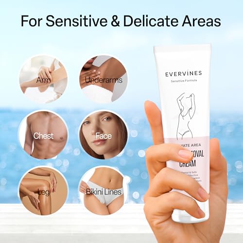 Hair Removal Cream for Women: Bikini Line Intimate Area Depilatory for Face Legs and Underarms - Gentle Formula for Home and Travel Use - Includes Scraper (4.2oz)