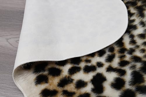 Multi Leopard Faux Fur Area Rug 5.2ft x 6.5ft - Cheetah Print Animal Print
