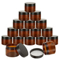 50 Pack 4oz Amber Plastic Cosmetic Jars with Lids - Refillable Travel Containers