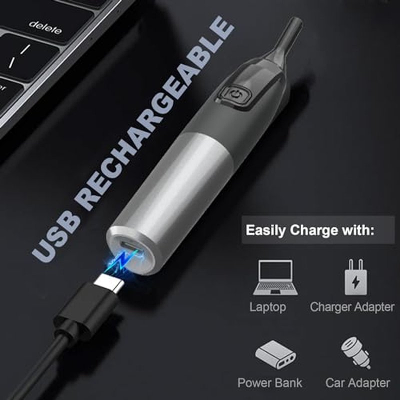 Electric Eyebrow Trimmer for Women, Nose Hair Painless Razor Removal for Men, Mini Epilator for Bikini, Remover for Face, Eye Brow, Nose Hair, Ear Hair, Chin, Peach Fuzz, Lips, Arms, Body (Black)