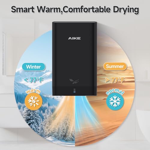 AIKE Compact Hand Dryer for Bathroom Black 110V - Touch-Free, Space Saving