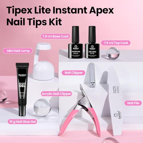 Beetles Tipex Lite Apex Short Square Gel Nail Tips Kit, 192 Pieces, 2 Sets