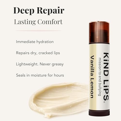 Kind Lips Vanilla Lemon Organic Lip Balm Natural Moisturizing Lip Care 5 Pack