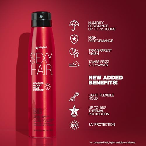 SexyHair Big Weather Proof Frizz Control Finishing Spray | Lightweight | Up to 72 Hour Humidity & Flyaways Resistance | Flexible & Adjustable Hold