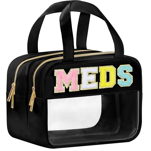 Travel Waterproof Makeup & Meds Bag with Handles - Black-MEDS